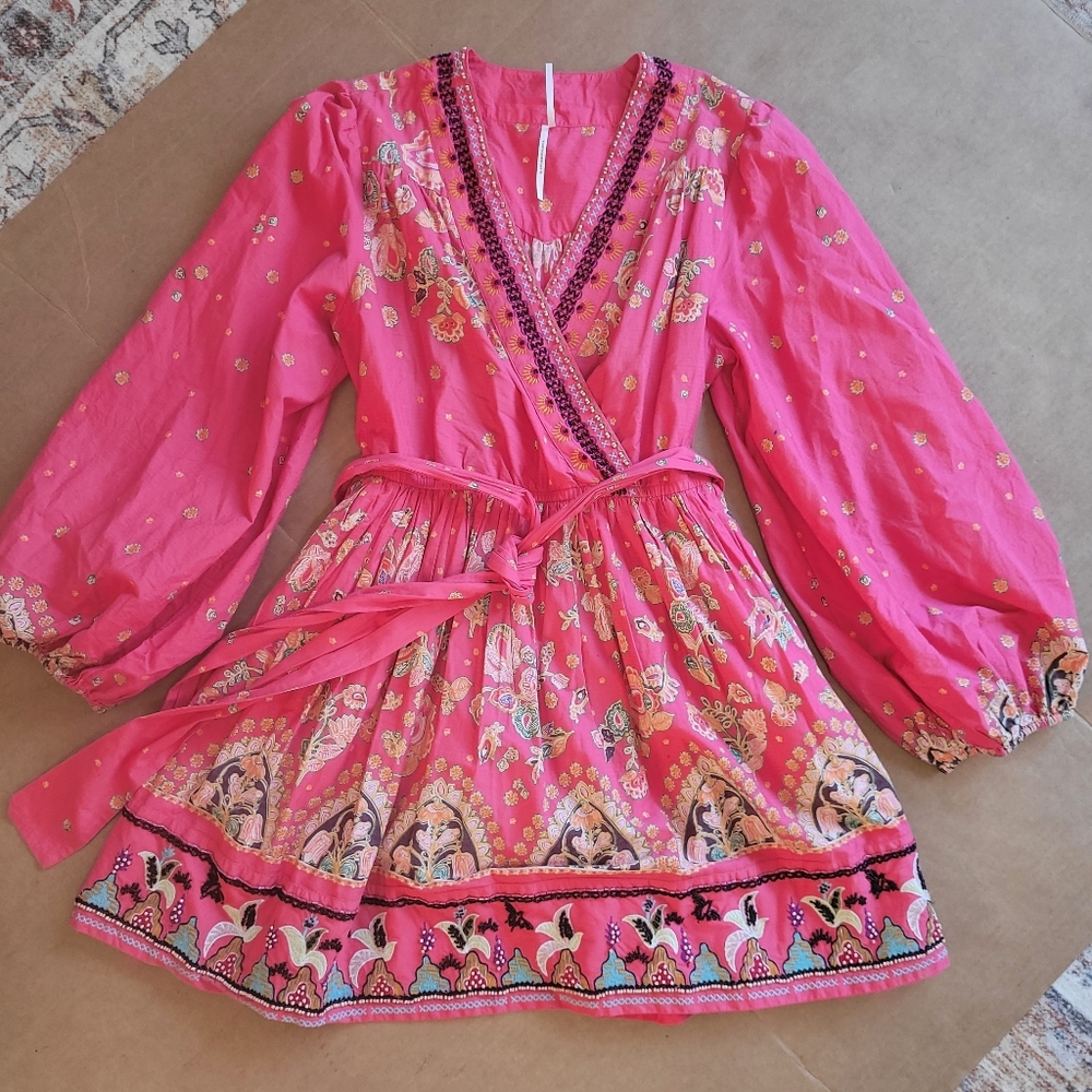 Anthropologie Pink Long Sleeve Dress